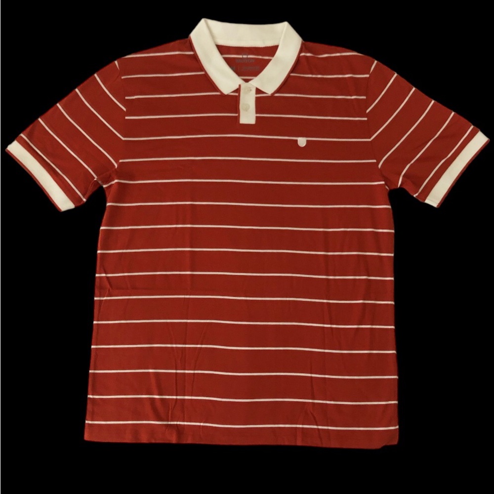 Brixton - Duke S/S Polo Knit - Brick Red/White          Size: Medium
